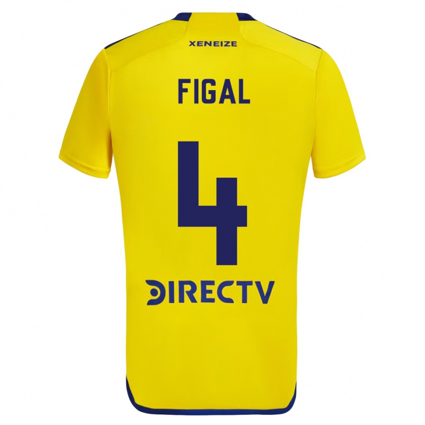 Kandiny Niño Camiseta Nicolás Figal #4 Amarillo Azul 2ª Equipación 2024/25 La Camisa Chile