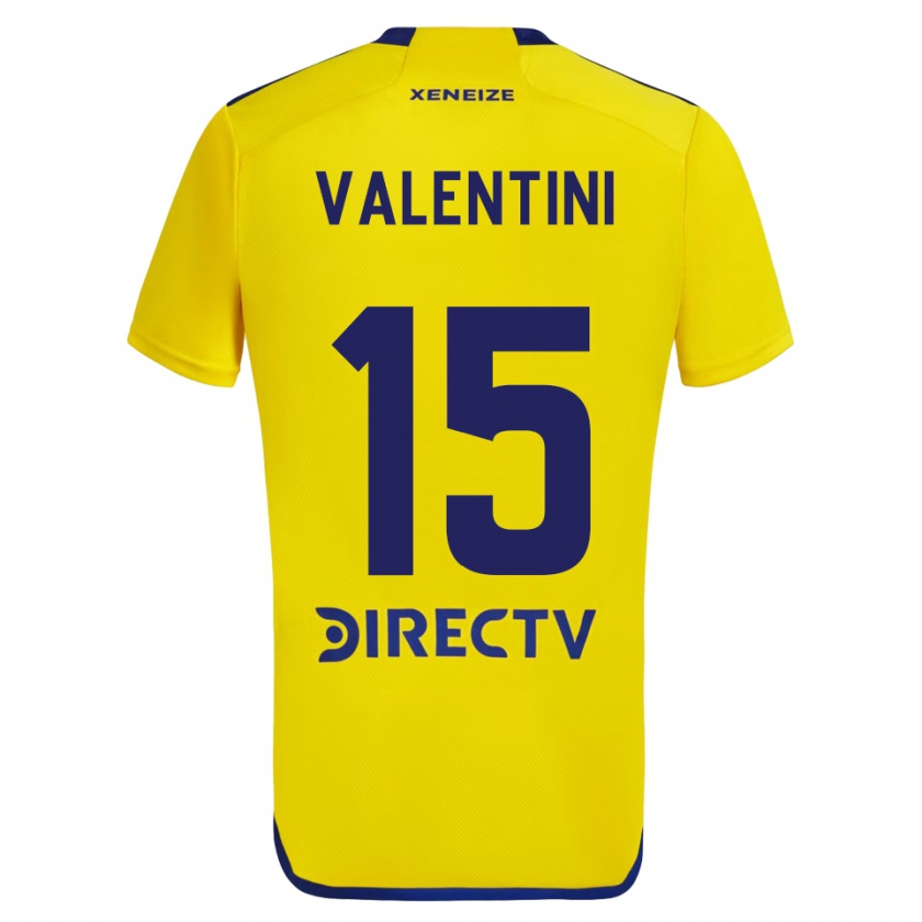 Kandiny Niño Camiseta Nicolás Valentini #15 Amarillo Azul 2ª Equipación 2024/25 La Camisa Chile