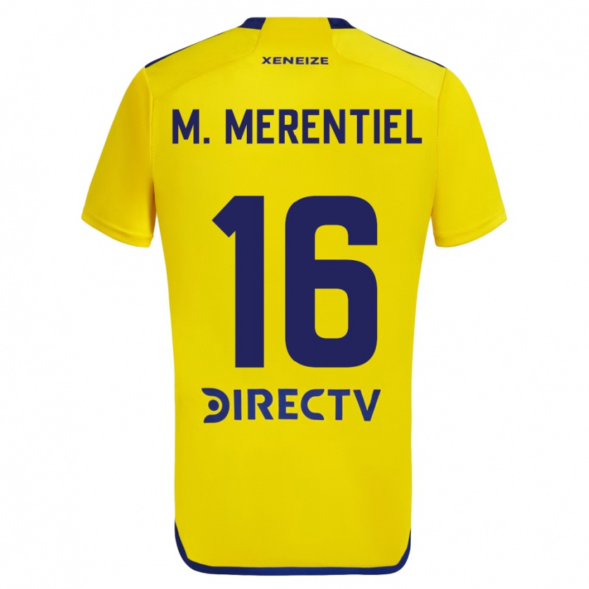 Kandiny Niño Camiseta Miguel Merentiel #16 Amarillo Azul 2ª Equipación 2024/25 La Camisa Chile