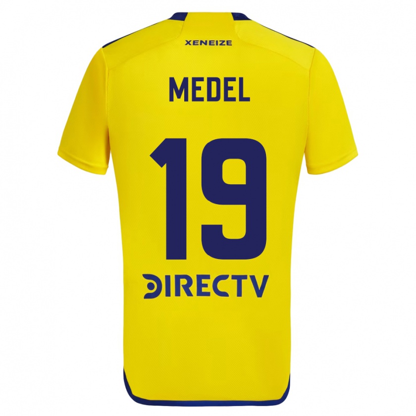 Kandiny Niño Camiseta Gary Medel #19 Amarillo Azul 2ª Equipación 2024/25 La Camisa Chile