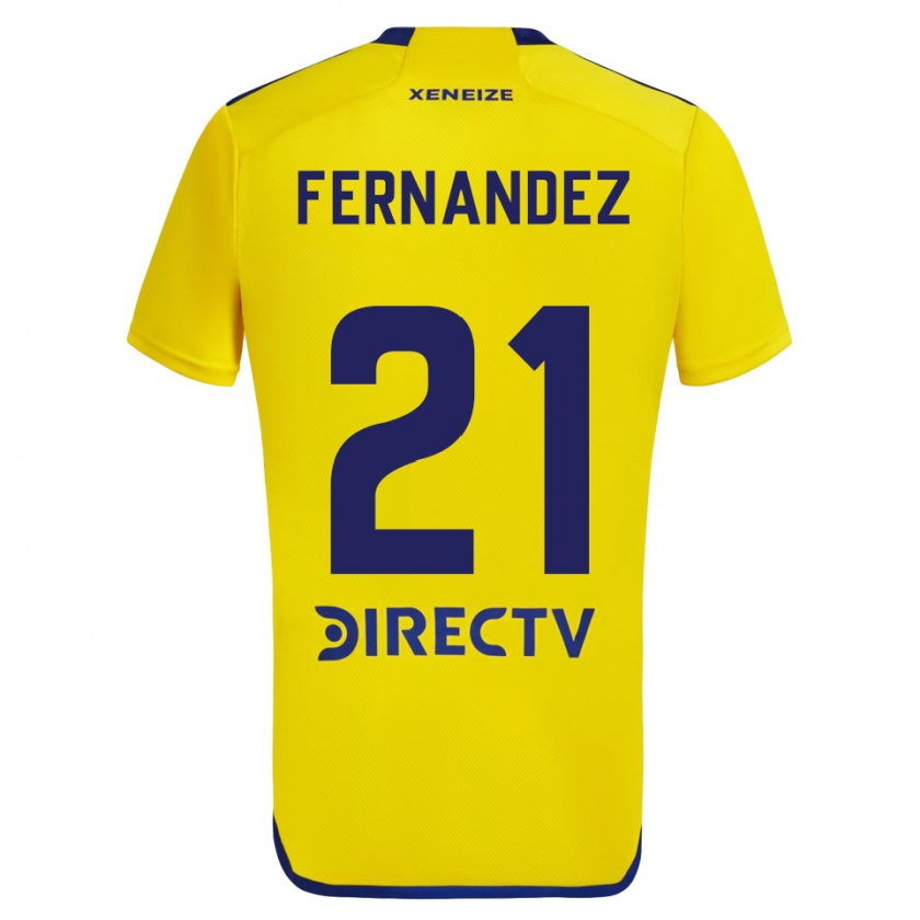 Kandiny Niño Camiseta Ezequiel Fernández #21 Amarillo Azul 2ª Equipación 2024/25 La Camisa Chile