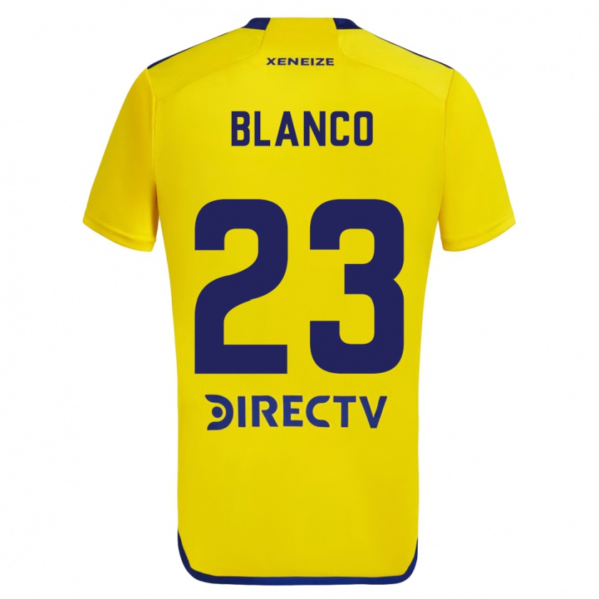 Kandiny Niño Camiseta Lautaro Blanco #23 Amarillo Azul 2ª Equipación 2024/25 La Camisa Chile