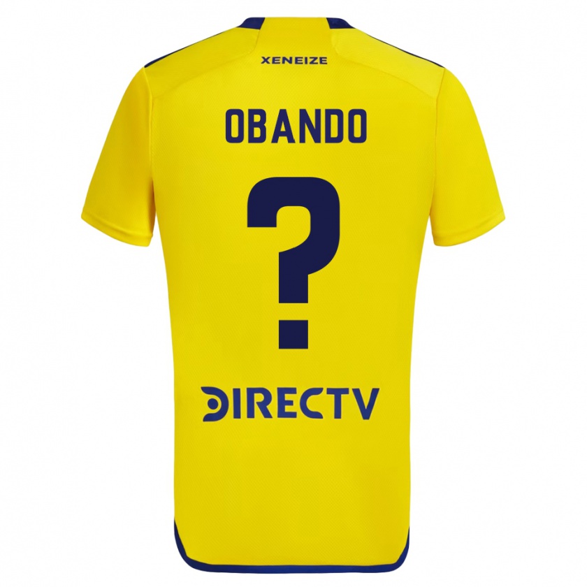 Kandiny Niño Camiseta Agustín Obando #0 Amarillo Azul 2ª Equipación 2024/25 La Camisa Chile