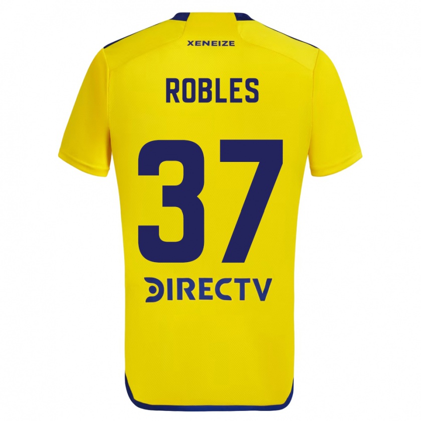 Kandiny Niño Camiseta Sebastián Díaz Robles #37 Amarillo Azul 2ª Equipación 2024/25 La Camisa Chile