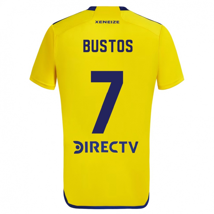 Kandiny Niño Camiseta Tomás Bustos #7 Amarillo Azul 2ª Equipación 2024/25 La Camisa Chile