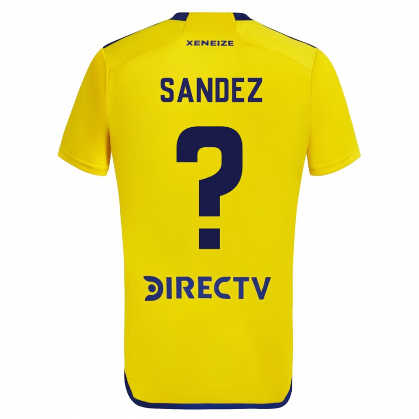 Kandiny Niño Camiseta Agustín Sández #0 Amarillo Azul 2ª Equipación 2024/25 La Camisa Chile