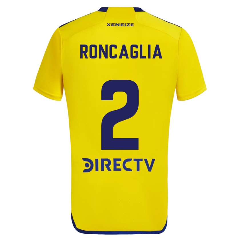 Kandiny Niño Camiseta Facundo Roncaglia #2 Amarillo Azul 2ª Equipación 2024/25 La Camisa Chile