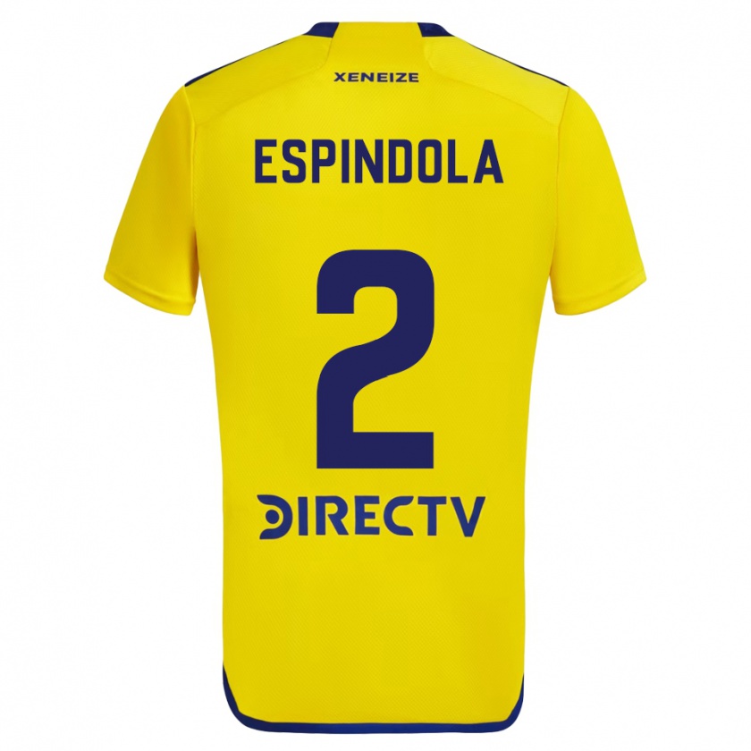 Kandiny Niño Camiseta Noelia Espindola #2 Amarillo Azul 2ª Equipación 2024/25 La Camisa Chile