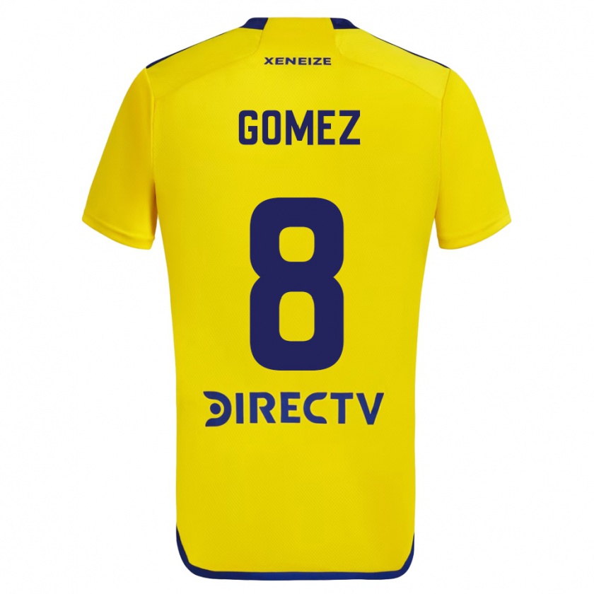 Kandiny Niño Camiseta Camila Gomez Ares #8 Amarillo Azul 2ª Equipación 2024/25 La Camisa Chile