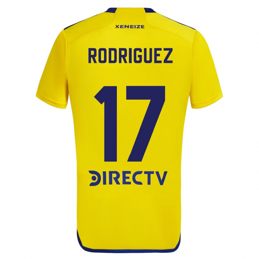 Kandiny Niño Camiseta Fanny Rodriguez #17 Amarillo Azul 2ª Equipación 2024/25 La Camisa Chile