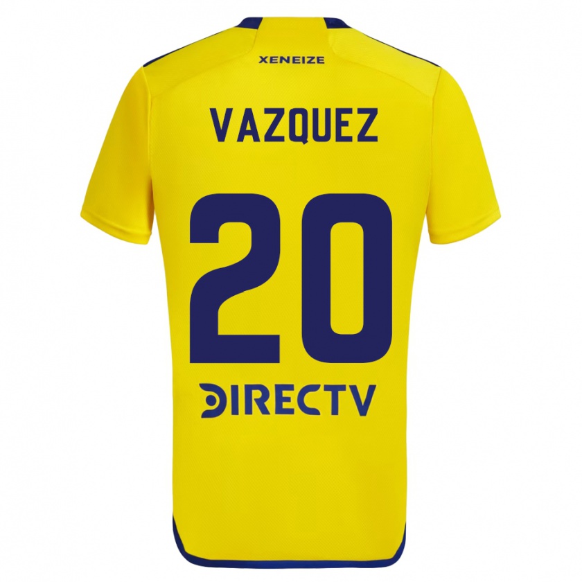 Kandiny Niño Camiseta Constanza Vazquez #20 Amarillo Azul 2ª Equipación 2024/25 La Camisa Chile