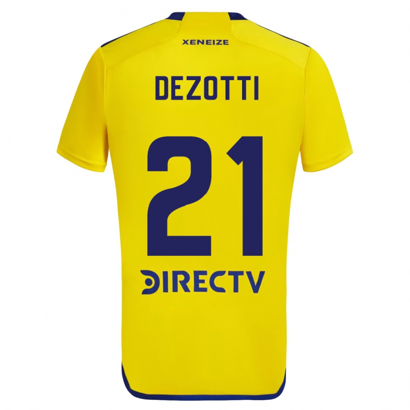 Kandiny Niño Camiseta Martina Dezotti #21 Amarillo Azul 2ª Equipación 2024/25 La Camisa Chile