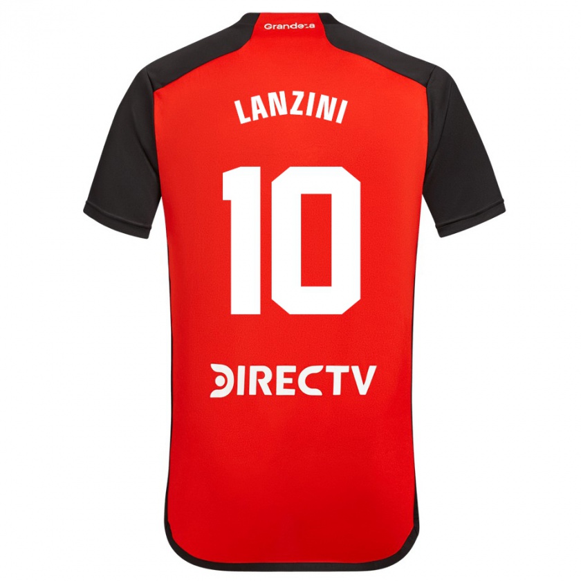 Kandiny Niño Camiseta Manuel Lanzini #10 Rojo Negro Blanco 2ª Equipación 2024/25 La Camisa Chile