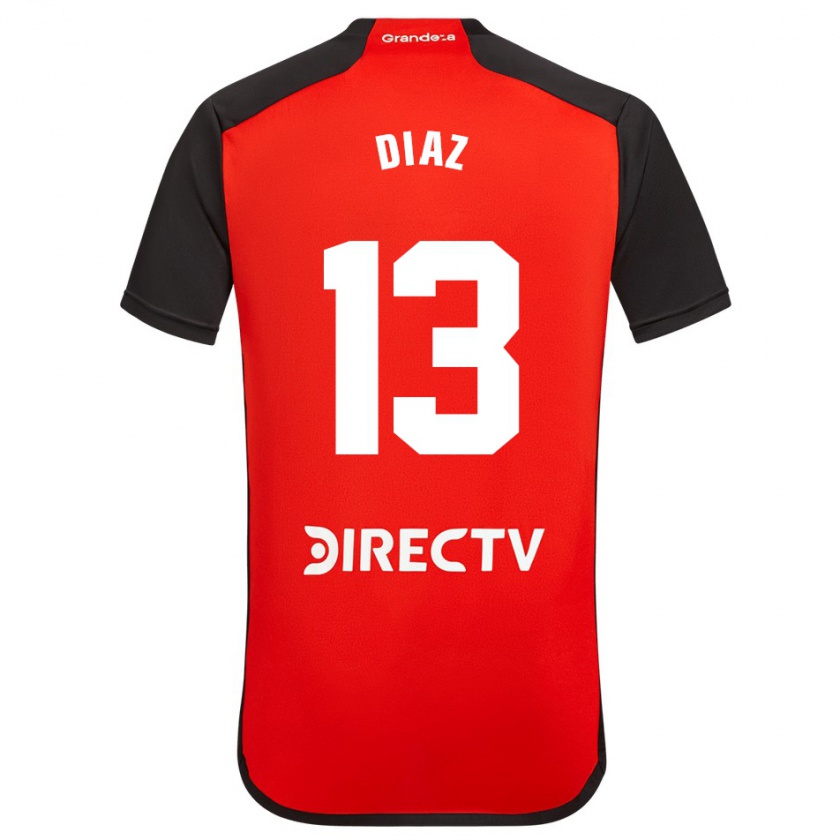 Kandiny Niño Camiseta Enzo Díaz #13 Rojo Negro Blanco 2ª Equipación 2024/25 La Camisa Chile