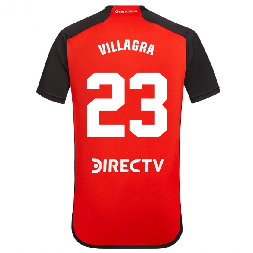 Kandiny Niño Camiseta Rodrigo Villagra #23 Rojo Negro Blanco 2ª Equipación 2024/25 La Camisa Chile