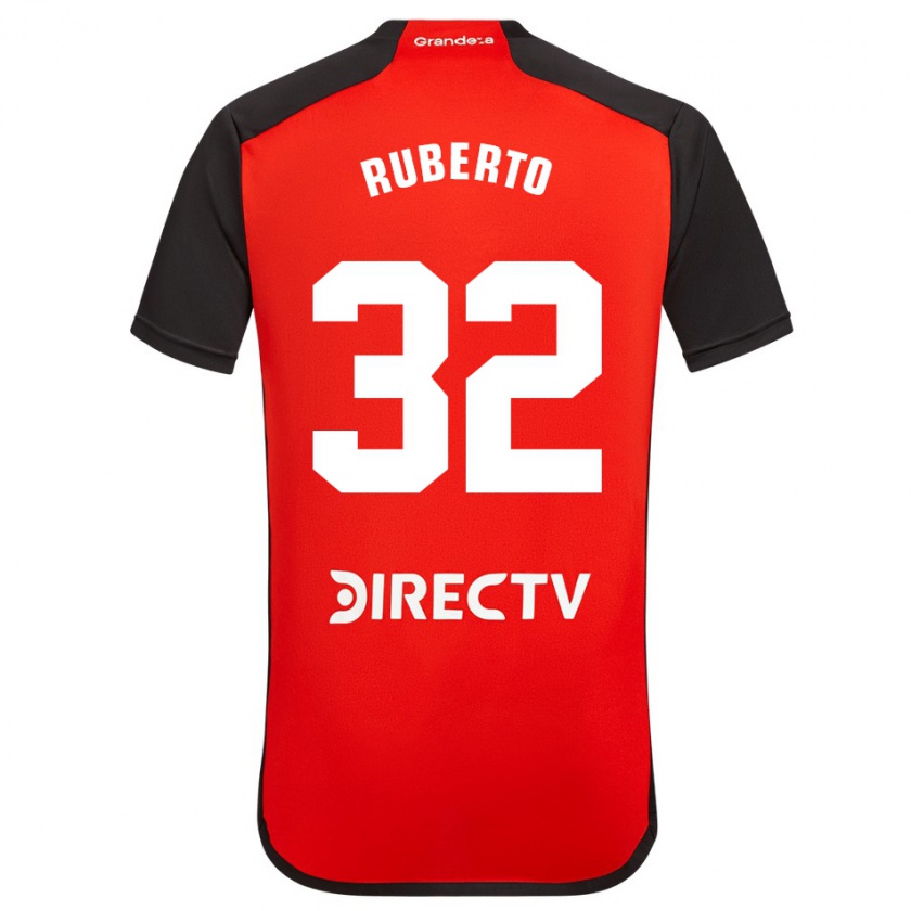 Kandiny Niño Camiseta Agustín Ruberto #32 Rojo Negro Blanco 2ª Equipación 2024/25 La Camisa Chile