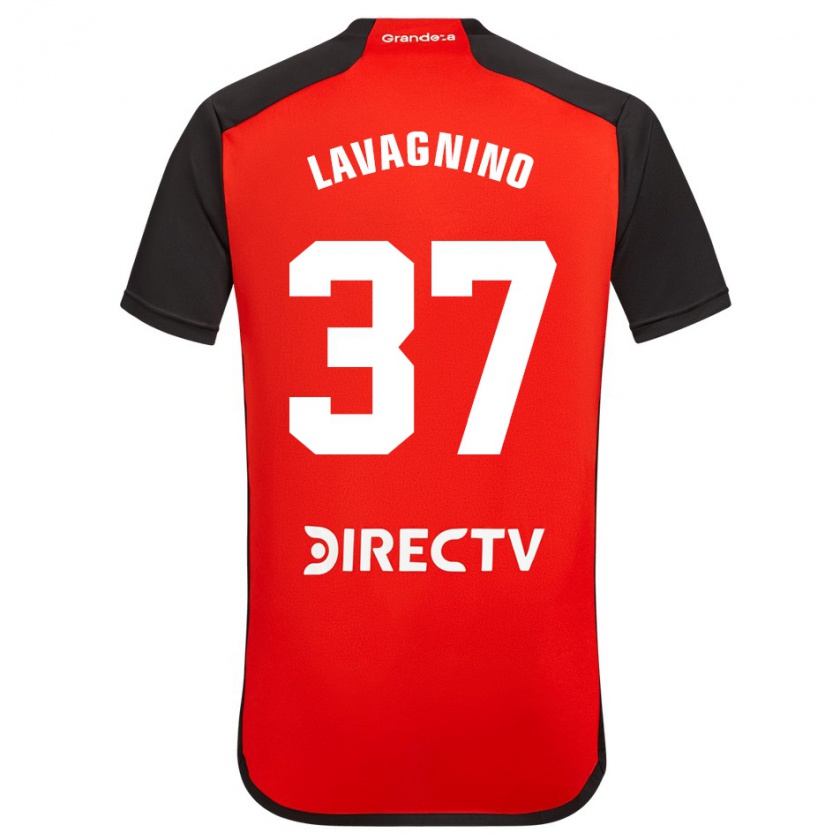 Kandiny Niño Camiseta Lucas Lavagnino #37 Rojo Negro Blanco 2ª Equipación 2024/25 La Camisa Chile