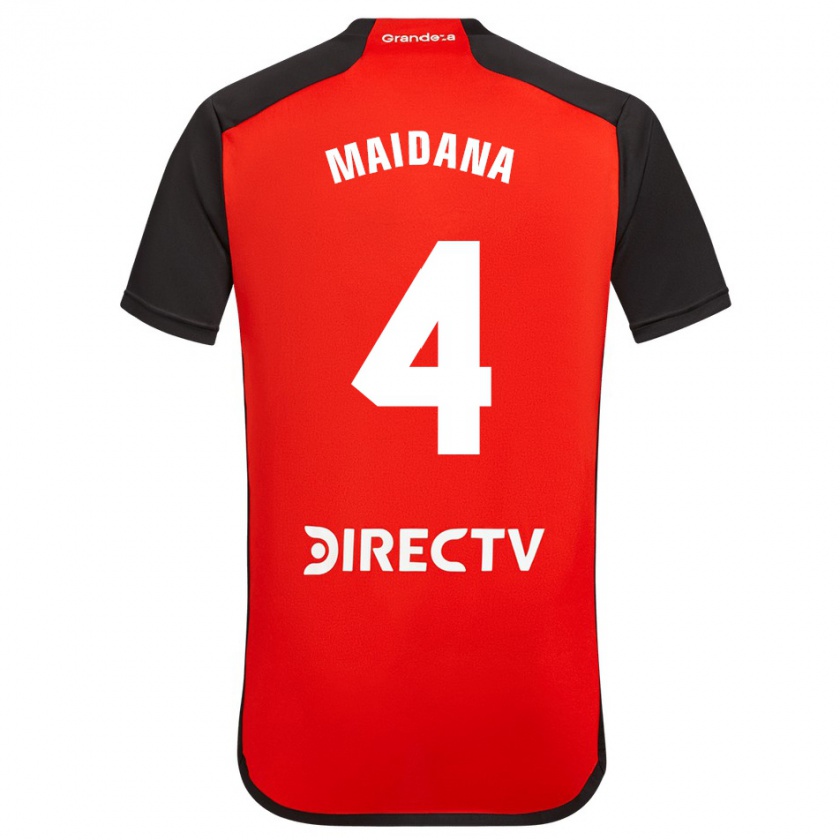 Kandiny Niño Camiseta Jonatan Maidana #4 Rojo Negro Blanco 2ª Equipación 2024/25 La Camisa Chile