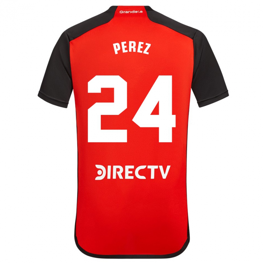 Kandiny Niño Camiseta Enzo Pérez #24 Rojo Negro Blanco 2ª Equipación 2024/25 La Camisa Chile