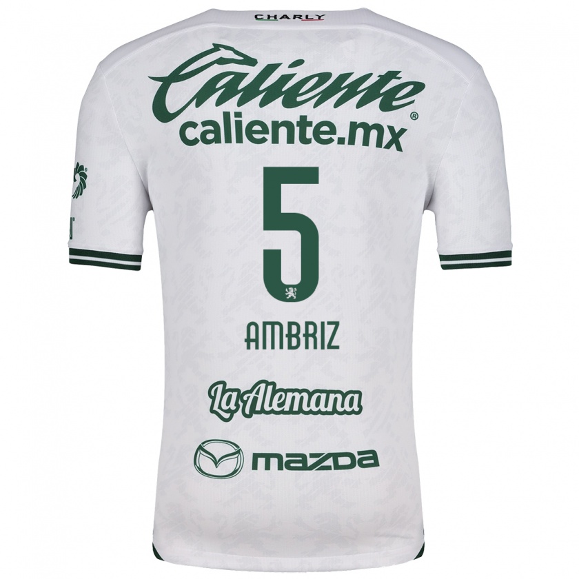 Kandiny Niño Camiseta Fidel Ambríz #5 Blanco Verde 2ª Equipación 2024/25 La Camisa Chile