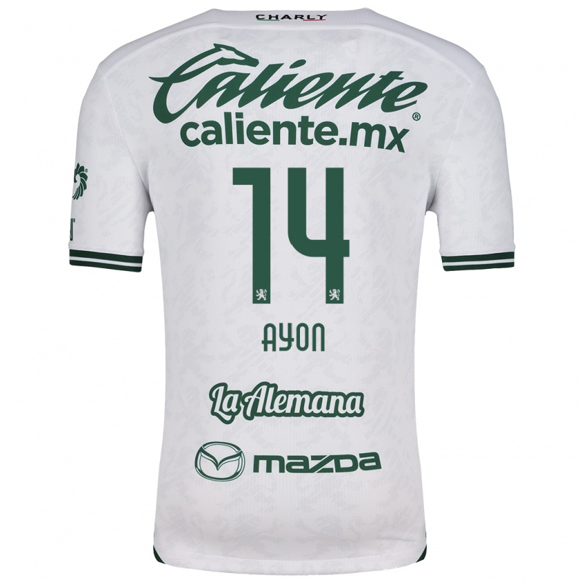 Kandiny Niño Camiseta Ettson Ayón #14 Blanco Verde 2ª Equipación 2024/25 La Camisa Chile