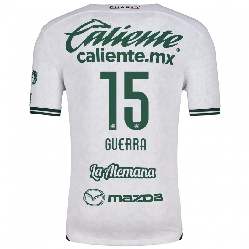 Kandiny Niño Camiseta Edgar Guerra #15 Blanco Verde 2ª Equipación 2024/25 La Camisa Chile