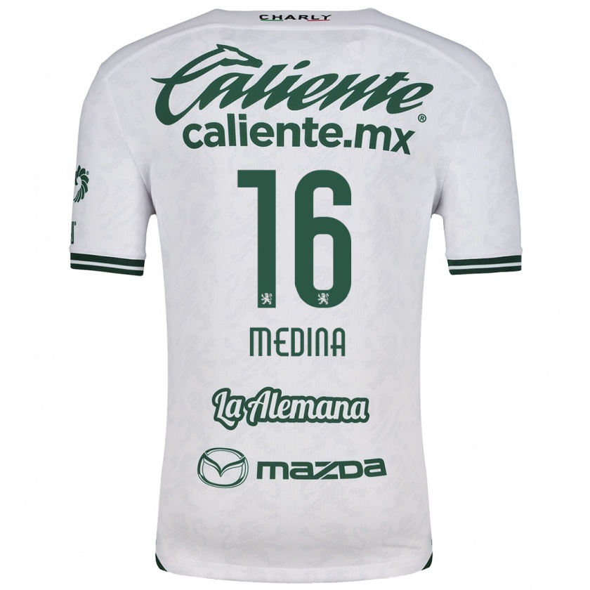 Kandiny Niño Camiseta Alan Medina #16 Blanco Verde 2ª Equipación 2024/25 La Camisa Chile