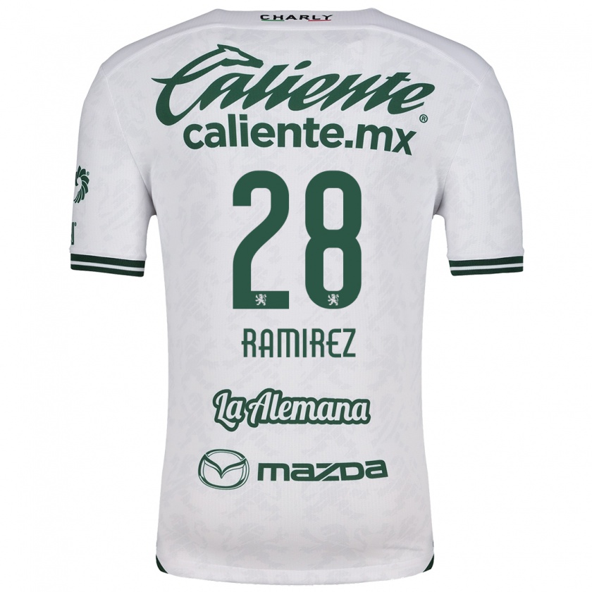 Kandiny Niño Camiseta David Ramírez #28 Blanco Verde 2ª Equipación 2024/25 La Camisa Chile