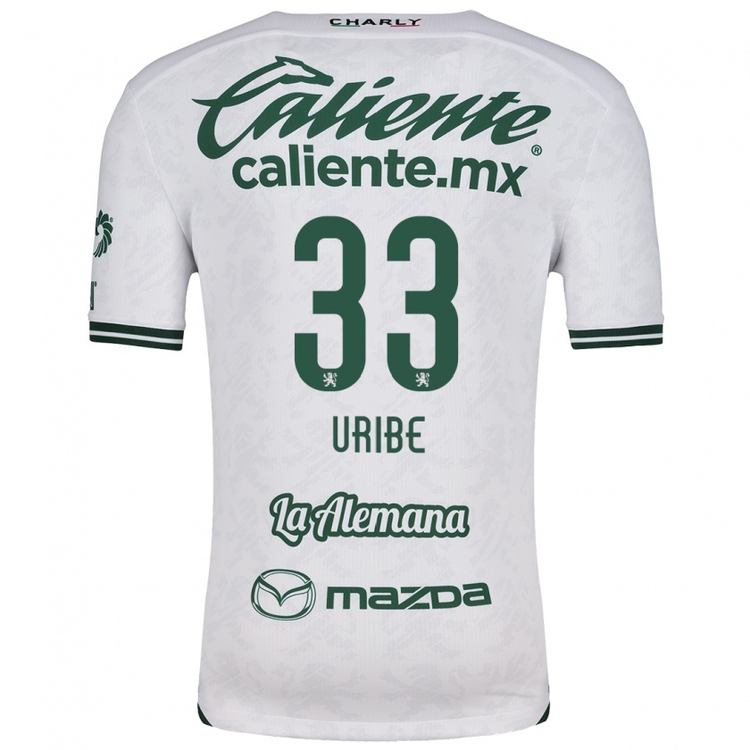 Kandiny Niño Camiseta Héctor Uribe #33 Blanco Verde 2ª Equipación 2024/25 La Camisa Chile