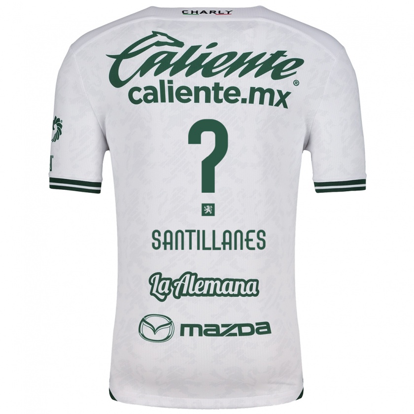 Kandiny Niño Camiseta Antonio Santillanes #0 Blanco Verde 2ª Equipación 2024/25 La Camisa Chile