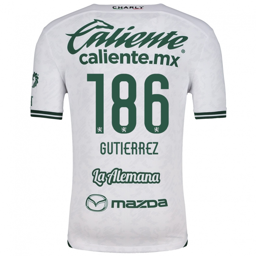 Kandiny Niño Camiseta Alan Gutiérrez #186 Blanco Verde 2ª Equipación 2024/25 La Camisa Chile