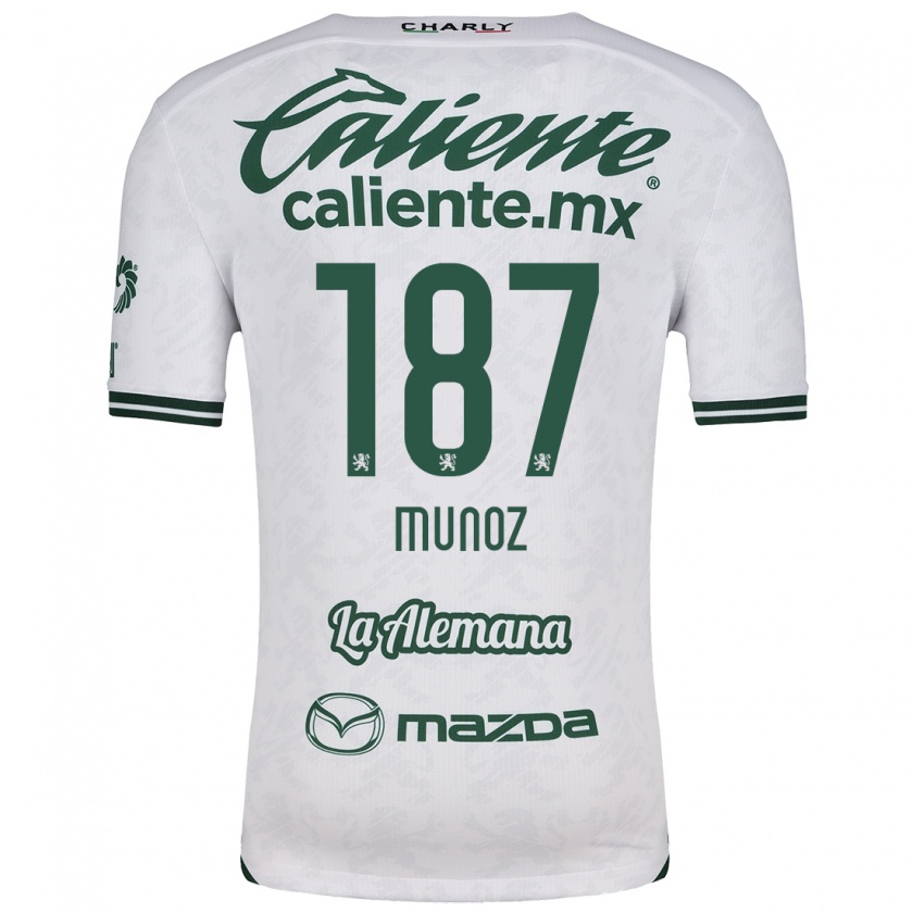 Kandiny Niño Camiseta Diego Muñoz #187 Blanco Verde 2ª Equipación 2024/25 La Camisa Chile