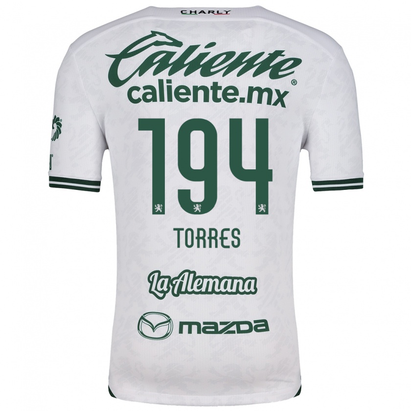 Kandiny Niño Camiseta Erick Torres #194 Blanco Verde 2ª Equipación 2024/25 La Camisa Chile