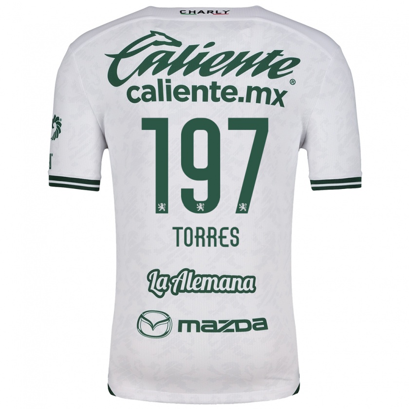 Kandiny Niño Camiseta Erick Torres #197 Blanco Verde 2ª Equipación 2024/25 La Camisa Chile