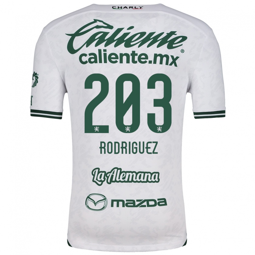 Kandiny Niño Camiseta César Rodríguez #203 Blanco Verde 2ª Equipación 2024/25 La Camisa Chile