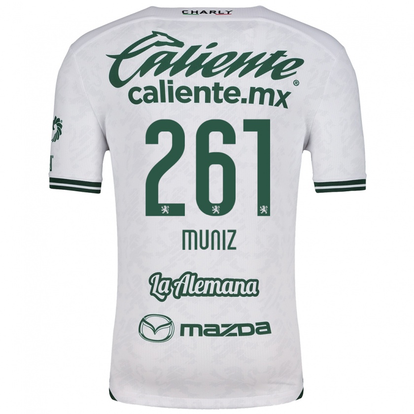 Kandiny Niño Camiseta César Muñiz #261 Blanco Verde 2ª Equipación 2024/25 La Camisa Chile