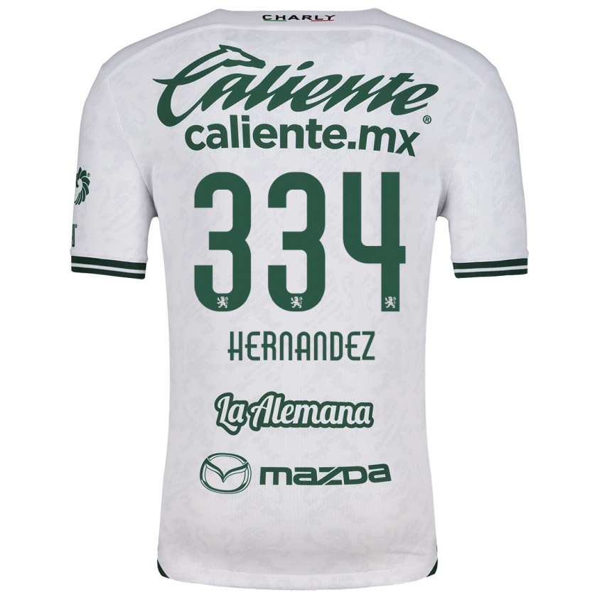 Kandiny Niño Camiseta Alan Hernández #334 Blanco Verde 2ª Equipación 2024/25 La Camisa Chile