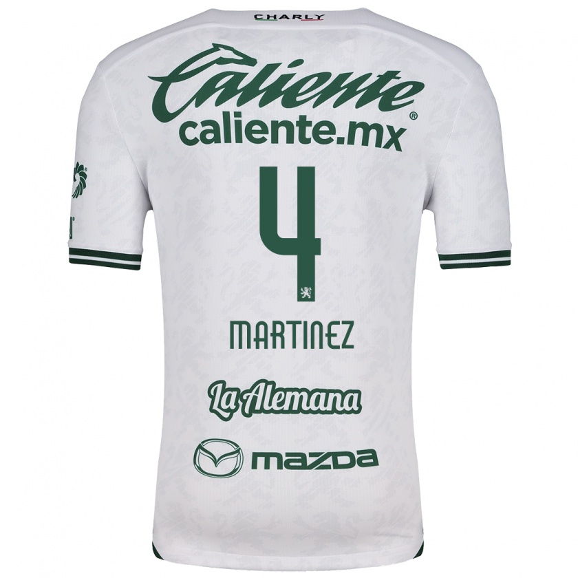 Kandiny Niño Camiseta Mitzi Martínez #4 Blanco Verde 2ª Equipación 2024/25 La Camisa Chile