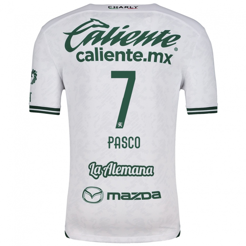 Kandiny Niño Camiseta Madeleine Pasco #7 Blanco Verde 2ª Equipación 2024/25 La Camisa Chile