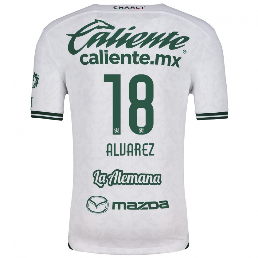 Kandiny Niño Camiseta Yazmin Álvarez #18 Blanco Verde 2ª Equipación 2024/25 La Camisa Chile