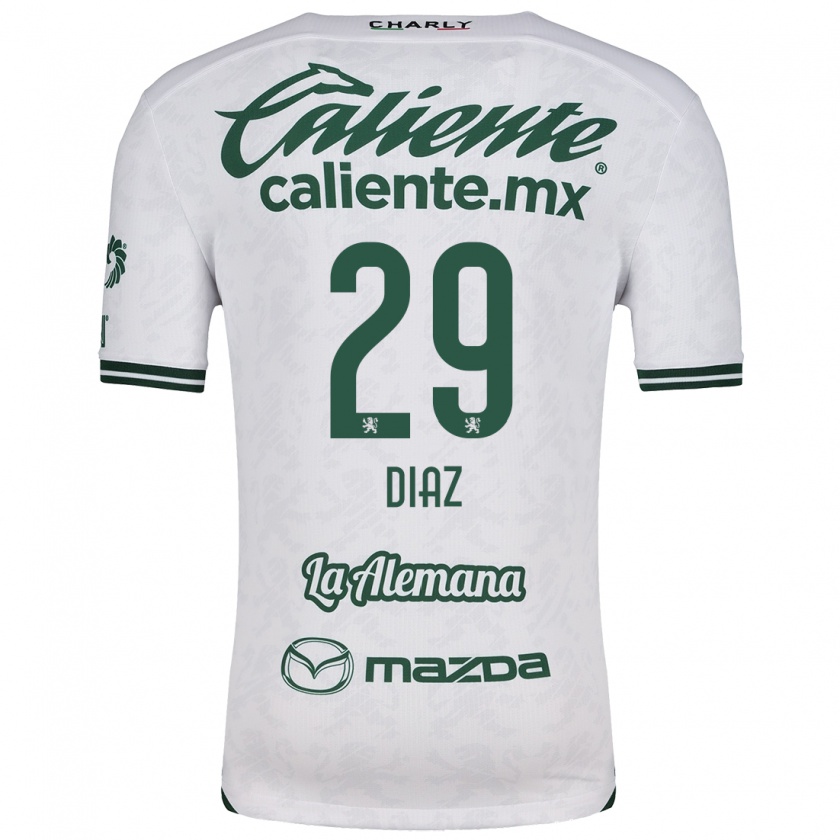 Kandiny Niño Camiseta Kenia Díaz #29 Blanco Verde 2ª Equipación 2024/25 La Camisa Chile