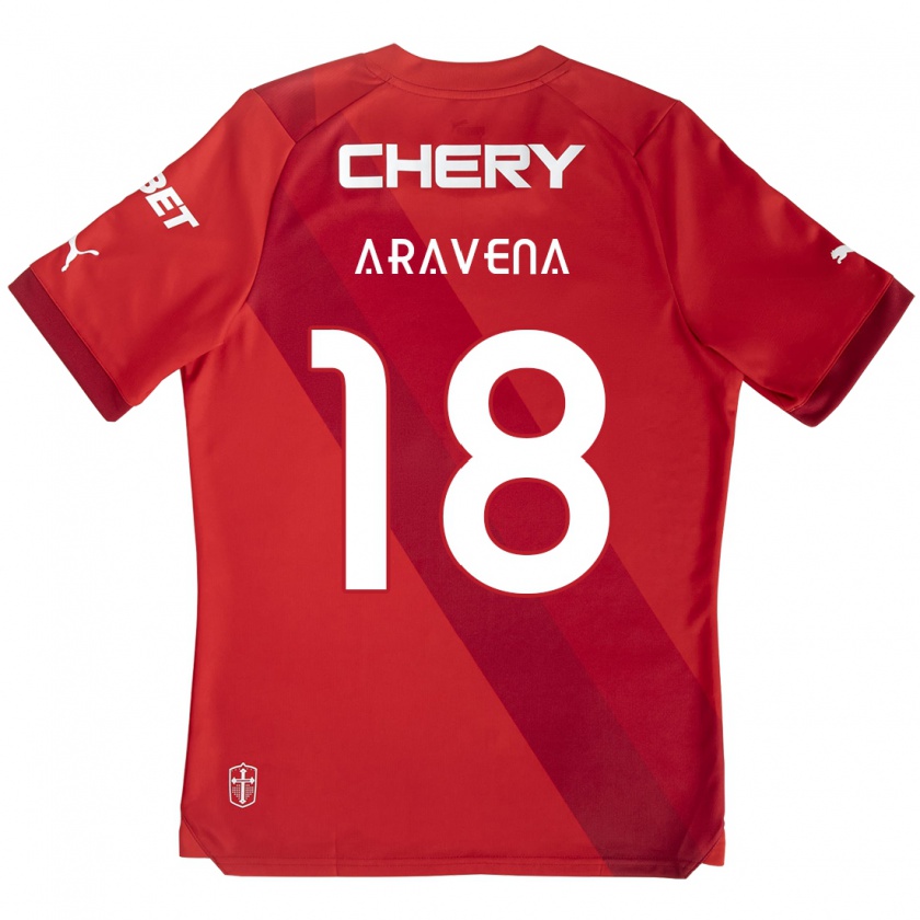 Kandiny Niño Camiseta Alexander Aravena #18 Rojo Blanco 2ª Equipación 2024/25 La Camisa Chile