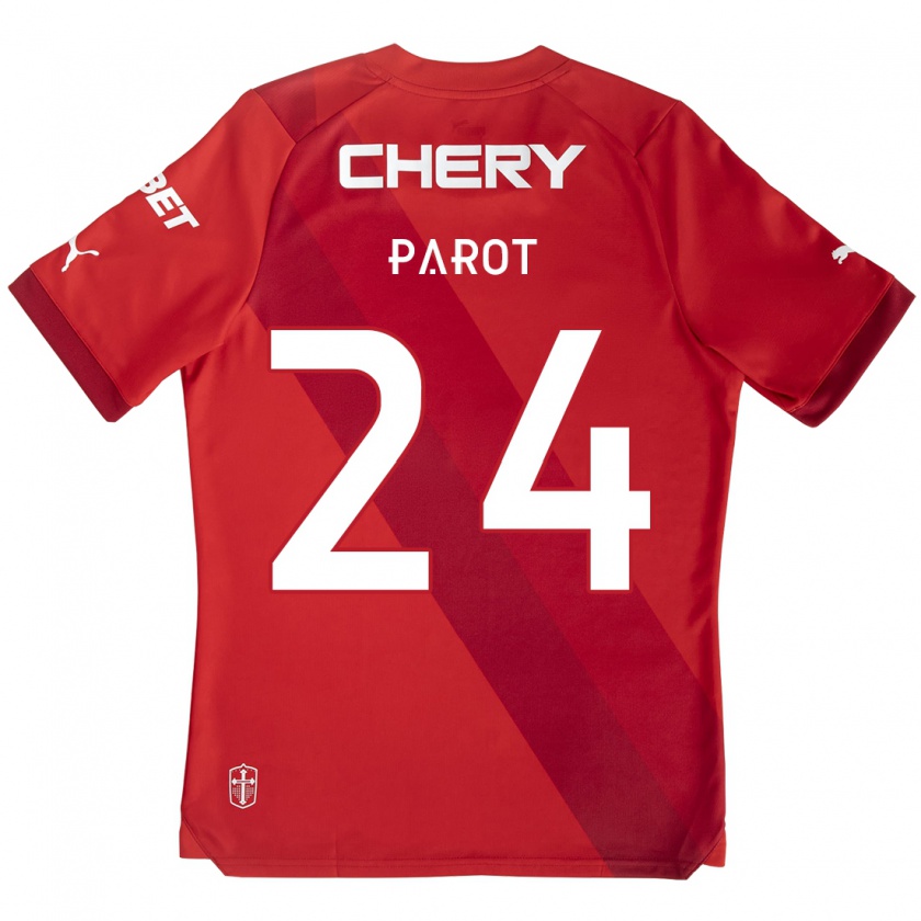 Kandiny Niño Camiseta Alfonso Parot #24 Rojo Blanco 2ª Equipación 2024/25 La Camisa Chile