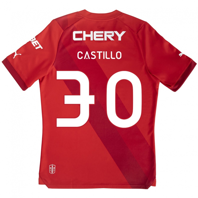 Kandiny Niño Camiseta Nicolás Castillo #30 Rojo Blanco 2ª Equipación 2024/25 La Camisa Chile