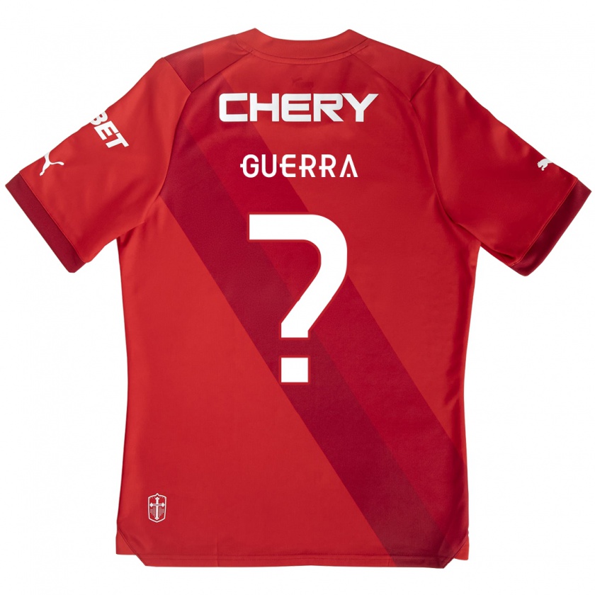 Kandiny Niño Camiseta Mateo Guerra #0 Rojo Blanco 2ª Equipación 2024/25 La Camisa Chile