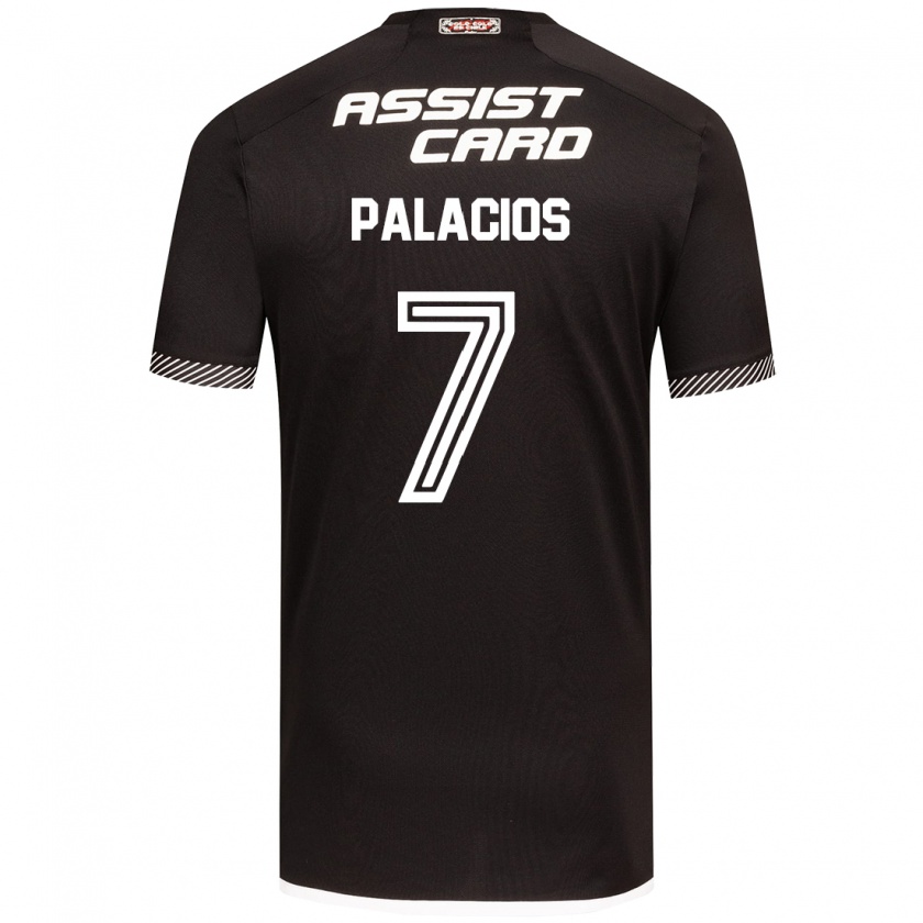 Kandiny Niño Camiseta Carlos Palacios #7 Blanco Negro 2ª Equipación 2024/25 La Camisa Chile