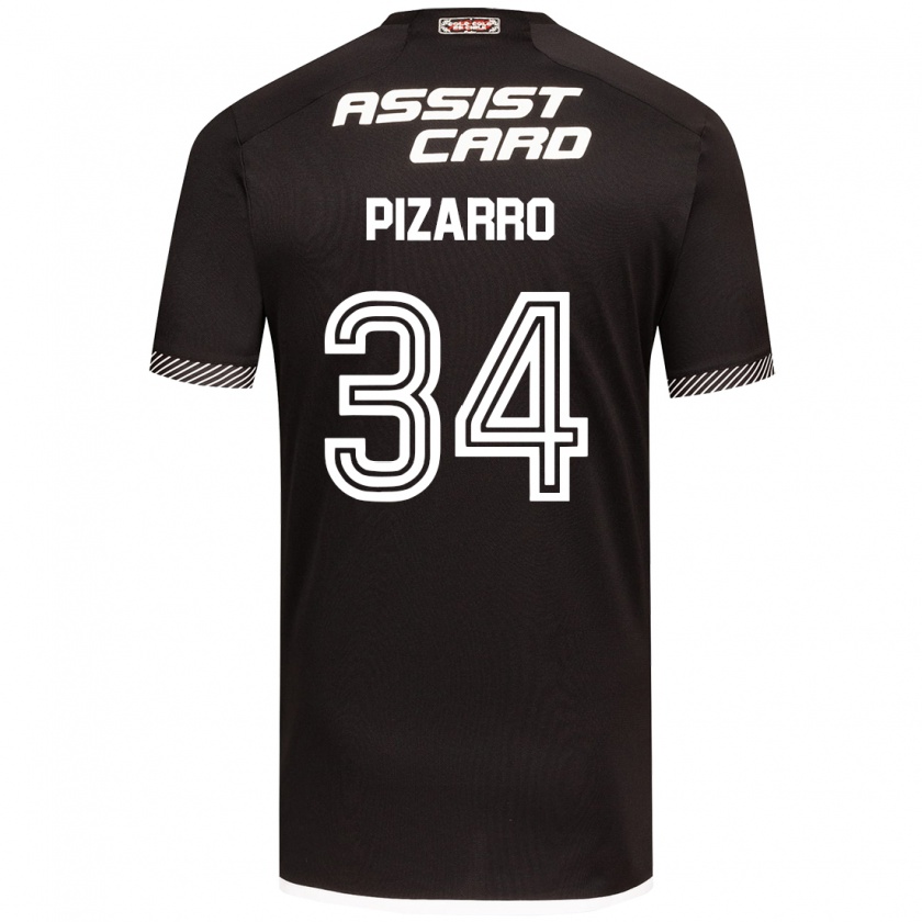 Kandiny Niño Camiseta Vicente Pizarro #34 Blanco Negro 2ª Equipación 2024/25 La Camisa Chile