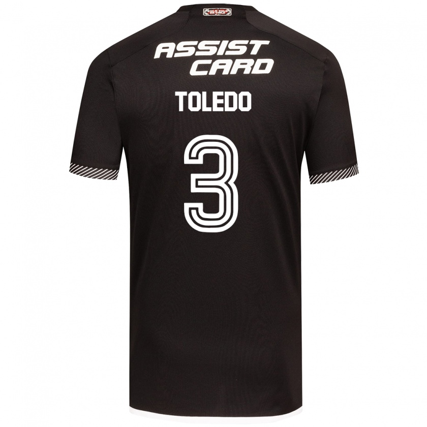 Kandiny Niño Camiseta Miguel Toledo #3 Blanco Negro 2ª Equipación 2024/25 La Camisa Chile