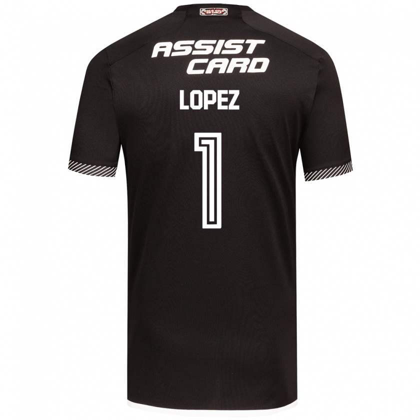 Kandiny Niño Camiseta Yessenia López #1 Blanco Negro 2ª Equipación 2024/25 La Camisa Chile