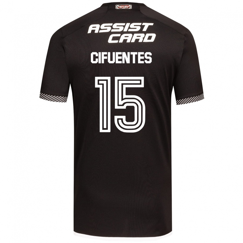 Kandiny Niño Camiseta Anaís Cifuentes #15 Blanco Negro 2ª Equipación 2024/25 La Camisa Chile